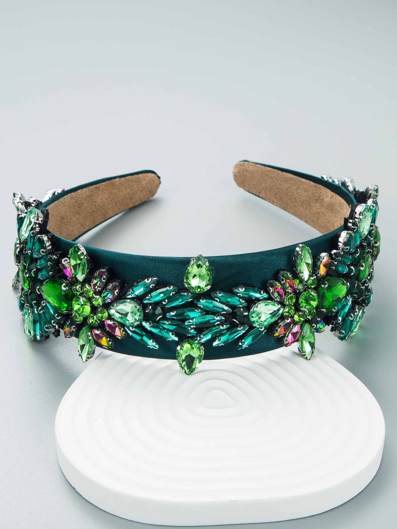 Baroque Diamond Decorative Green Flower Headband display picture 6