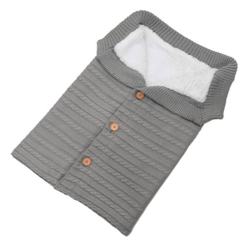 New Button Sleeping Bag Baby Outdoor Baby Stroller Sleeping Bag Wool Knitted Plus Velvet Thickened Warm Sleeping Bag display picture 2
