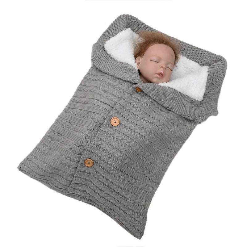 New Button Sleeping Bag Baby Outdoor Baby Stroller Sleeping Bag Wool Knitted Plus Velvet Thickened Warm Sleeping Bag display picture 6