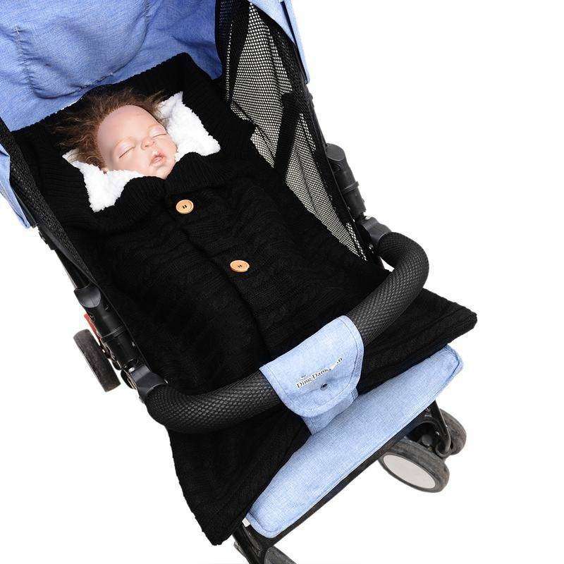 New Button Sleeping Bag Baby Outdoor Baby Stroller Sleeping Bag Wool Knitted Plus Velvet Thickened Warm Sleeping Bag display picture 7