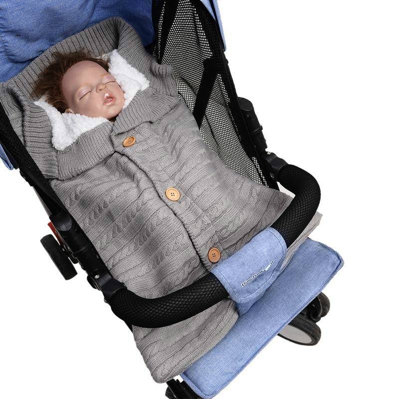 New Button Sleeping Bag Baby Outdoor Baby Stroller Sleeping Bag Wool Knitted Plus Velvet Thickened Warm Sleeping Bag display picture 8