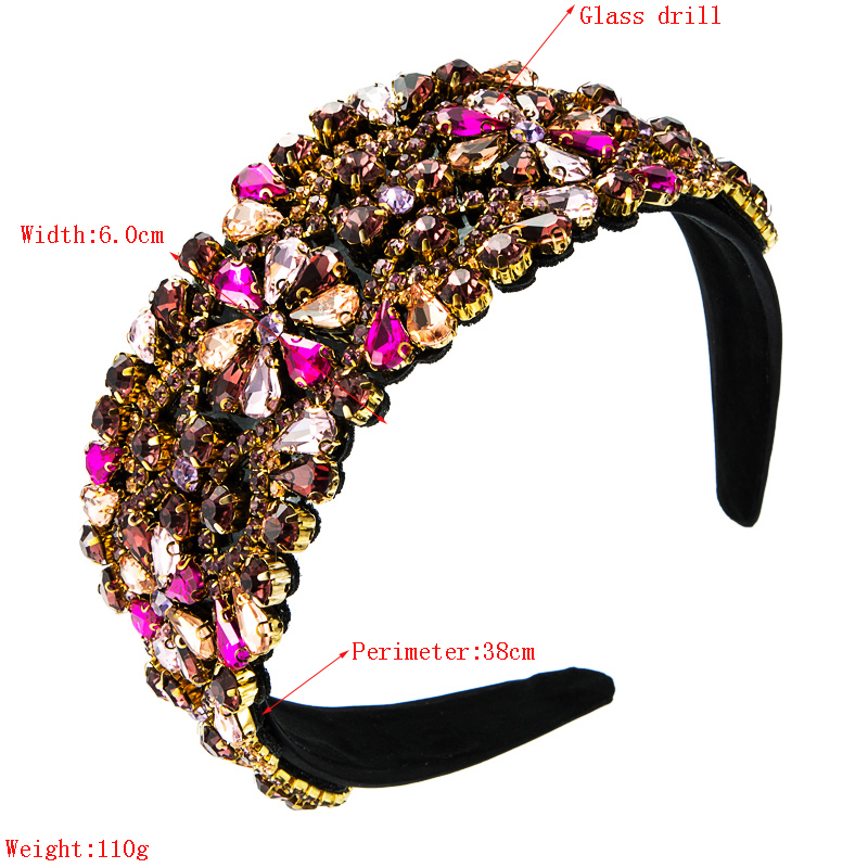 Wide-brimmed Colorful Diamond Headband Wholesale display picture 1