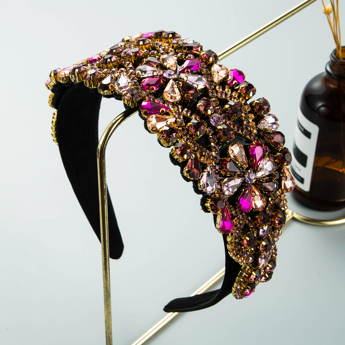 Wide-brimmed Colorful Diamond Headband Wholesale display picture 2