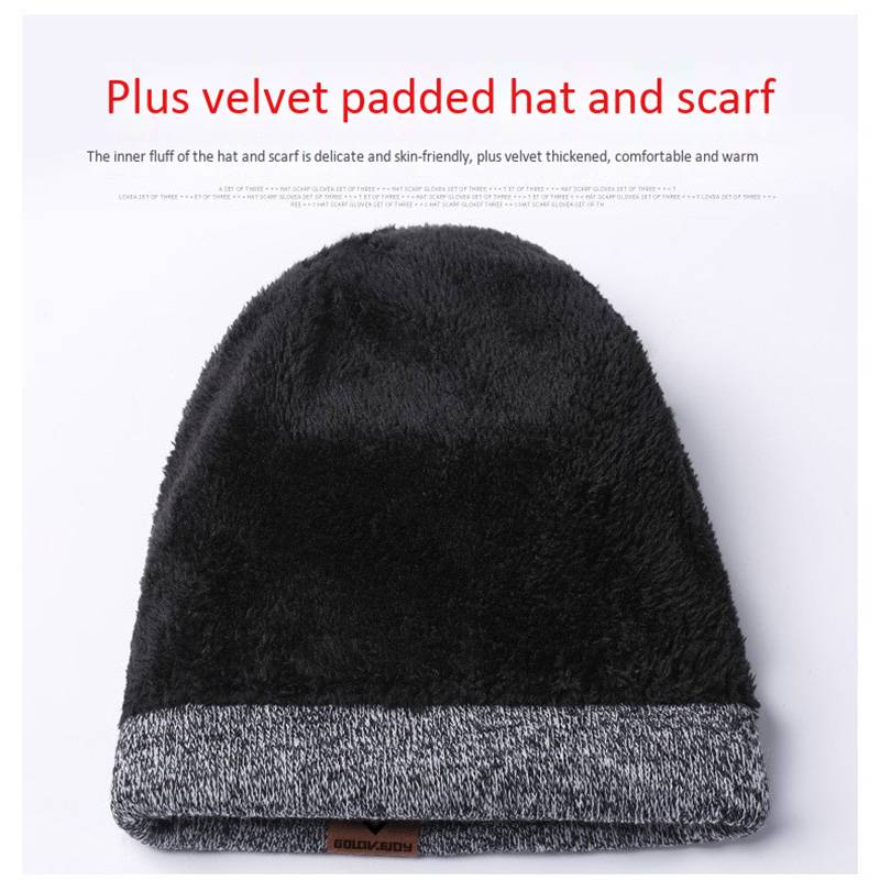 Autumn And Winter Hats, Scarves, Gloves, Three-piece Suits, Men&#39;s And Women&#39;s Plus Velvet Warm Knitted Wool Suits display picture 10