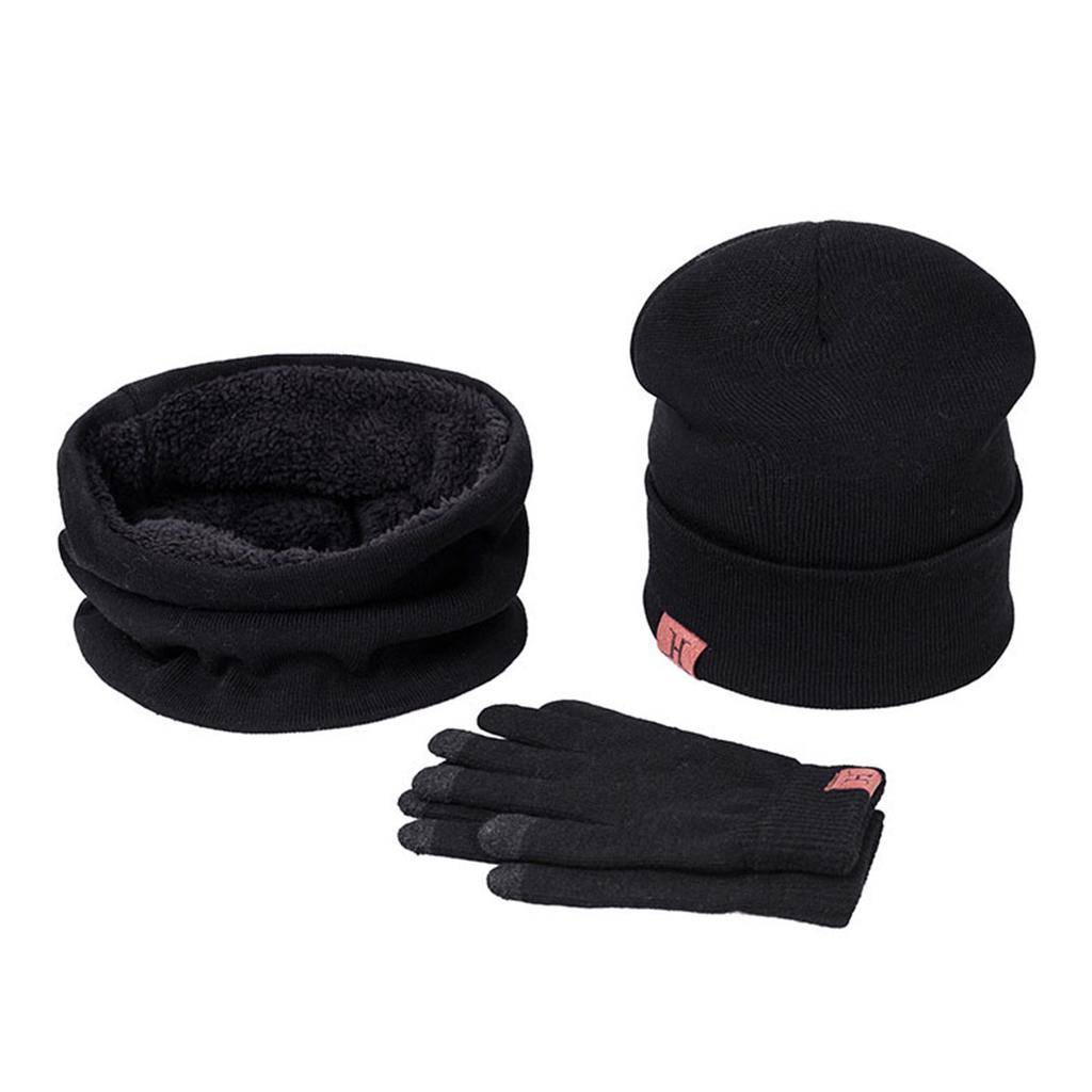 Autumn And Winter Hats, Scarves, Gloves, Three-piece Suits, Men&#39;s And Women&#39;s Plus Velvet Warm Knitted Wool Suits display picture 11
