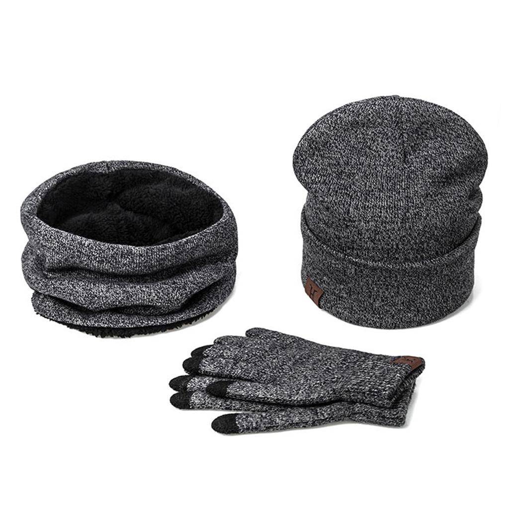 Autumn And Winter Hats, Scarves, Gloves, Three-piece Suits, Men&#39;s And Women&#39;s Plus Velvet Warm Knitted Wool Suits display picture 12