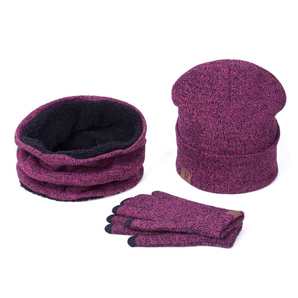 Autumn And Winter Hats, Scarves, Gloves, Three-piece Suits, Men&#39;s And Women&#39;s Plus Velvet Warm Knitted Wool Suits display picture 14