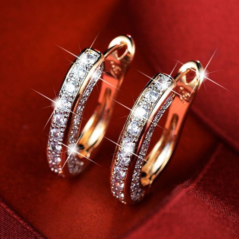 Fashion Geometric Three-sided Full Zircon Earrings Wholesale display picture 4