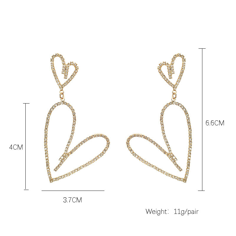 Simple Geometric Exaggerated Double Heart Metal Earrings display picture 1