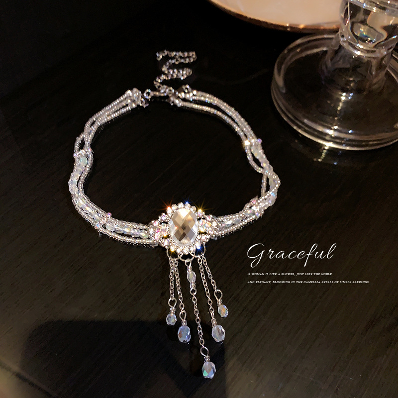 Fashion Exaggerated Necklace With Diamonds And Crystal Rice Bead Necklace display picture 2