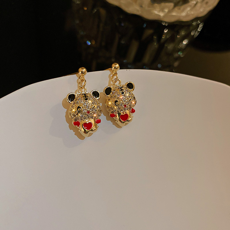 Nouvel An Coréen Zodiac Tigre Diamant Mignon Boucles D&#39;oreilles Festives Femelle display picture 4