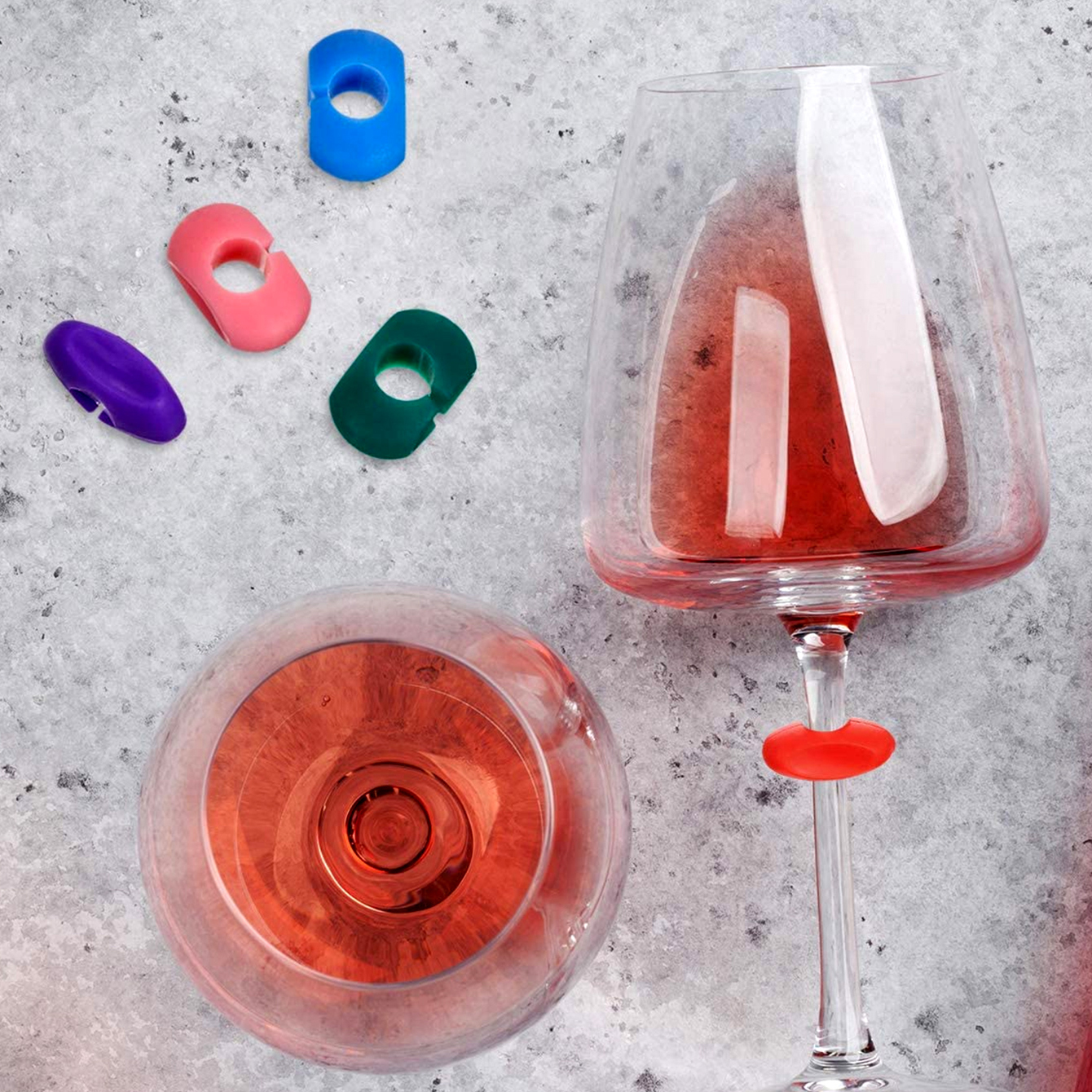 12 Stück Gemischte Farbe Silikon Weinglas Identifikator Großhandel display picture 3