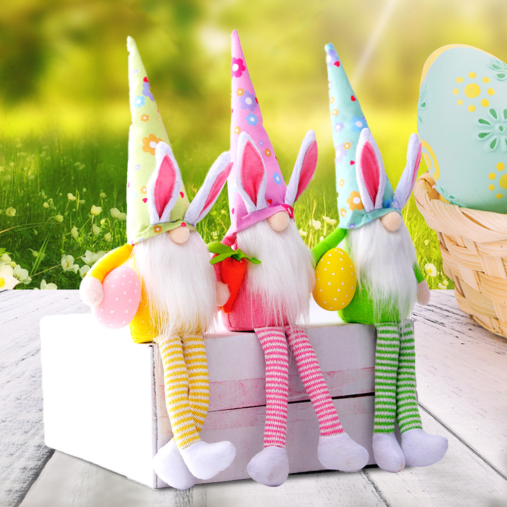 Easter Long-legged Egg Bunny Color Dwarf Doll Elf Doll Ornaments display picture 2