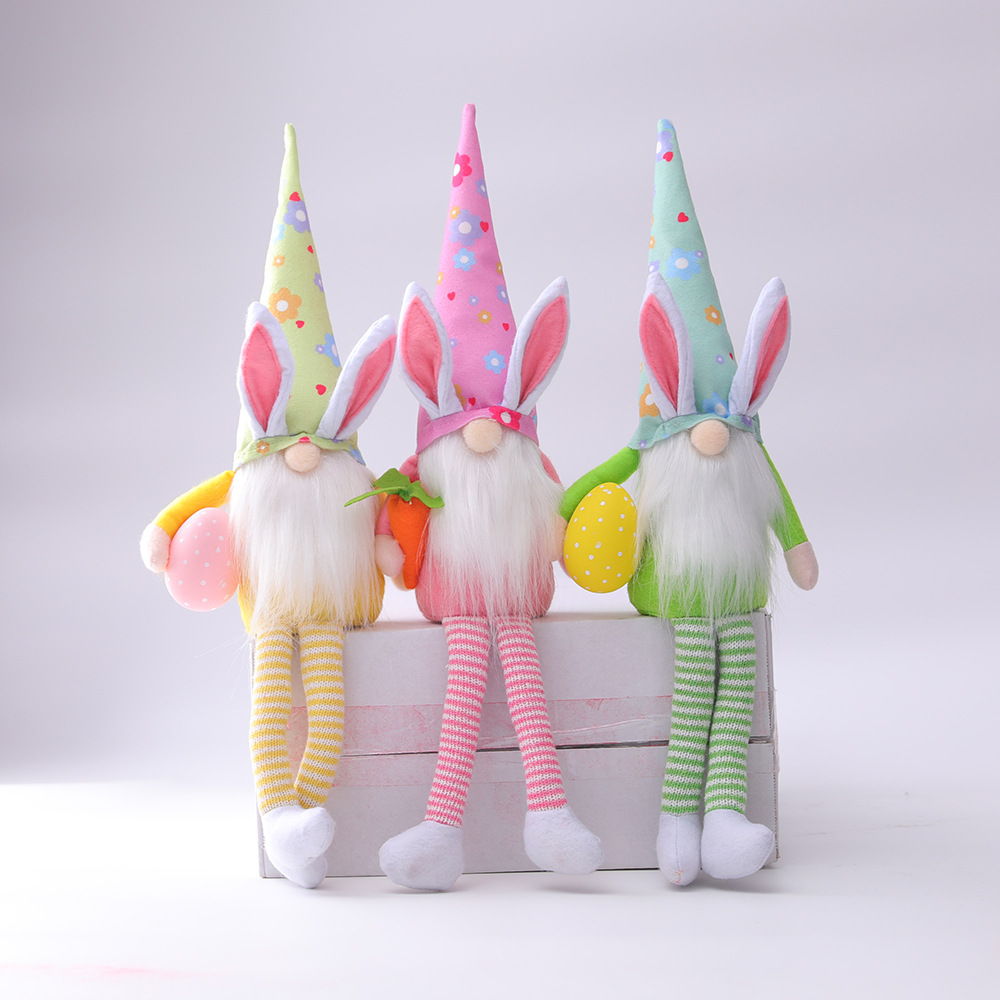 Easter Long-legged Egg Bunny Color Dwarf Doll Elf Doll Ornaments display picture 3
