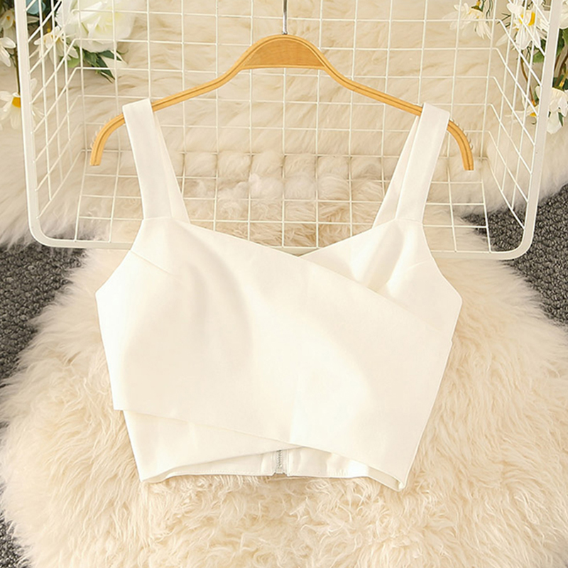 Solid Color European American Cross Tube Top Crop Top display picture 2