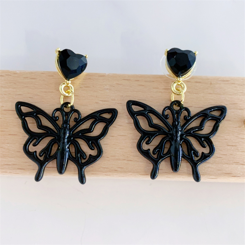 Funny Butterfly Ghost Arylic Hollow Out Inlay Zircon Women's Drop Earrings 1 Pair display picture 5