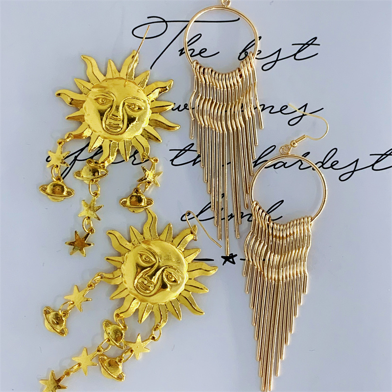 Fashion Sun Tassel Alloy Women's Drop Earrings 1 Pair display picture 4