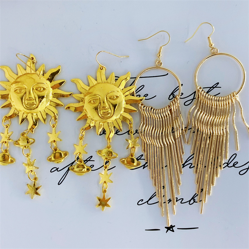 Fashion Sun Tassel Alloy Women's Drop Earrings 1 Pair display picture 3