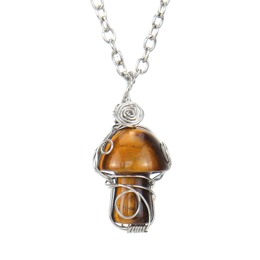 Retro Mushroom Stainless Steel Agate Plating Pendant Necklace display picture 12