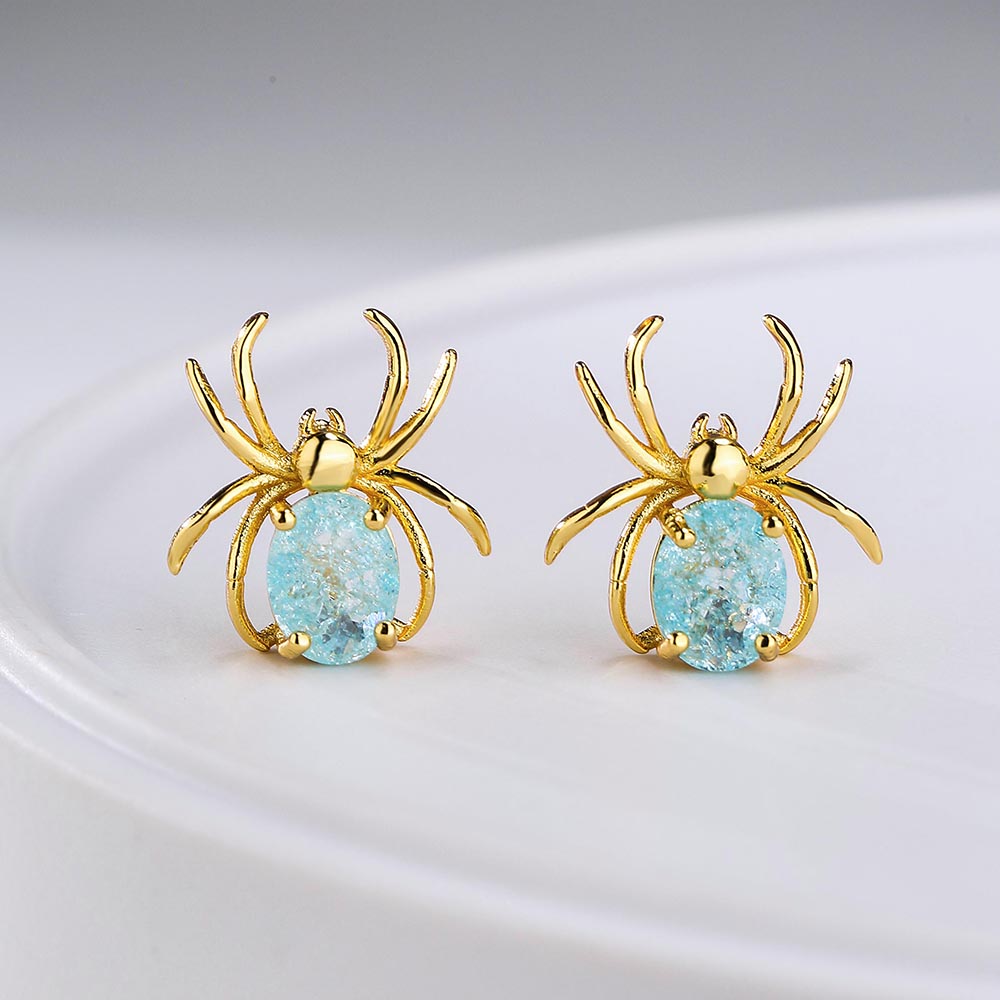 Fashion Spider Bird Copper Gold Plated Zircon Ear Studs 1 Pair display picture 1