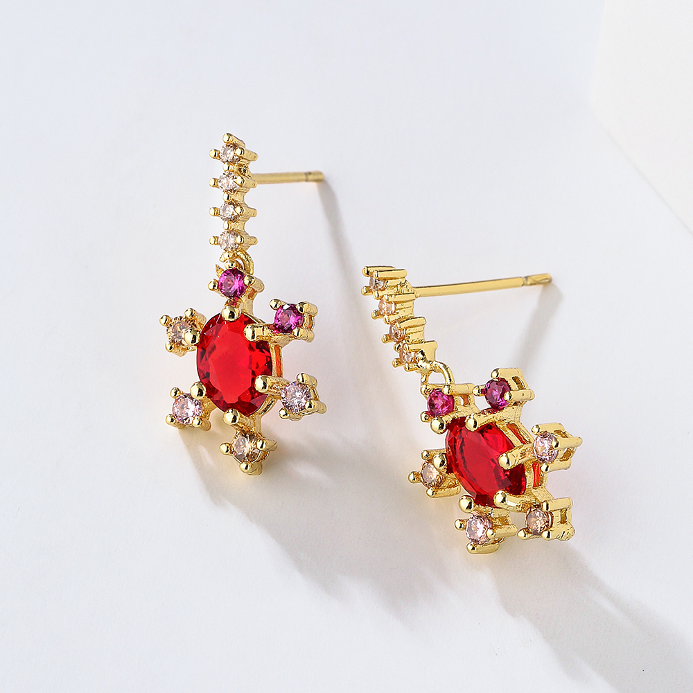 Fashion Spider Bird Copper Gold Plated Zircon Ear Studs 1 Pair display picture 2