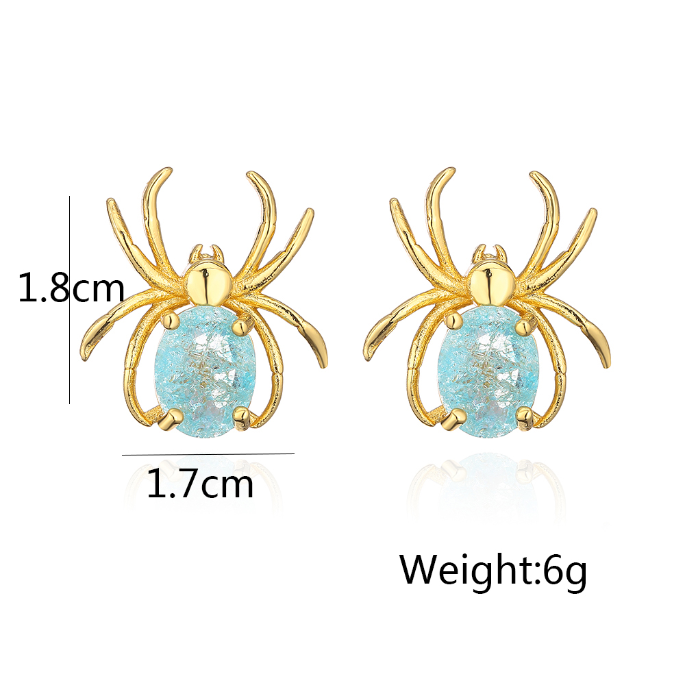 Fashion Spider Bird Copper Gold Plated Zircon Ear Studs 1 Pair display picture 6