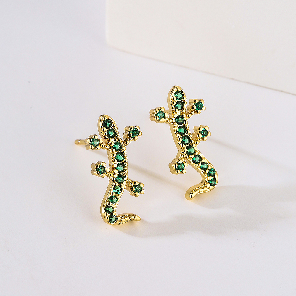 Fashion Bee Lizard Butterfly Copper Gold Plated Zircon Ear Studs 1 Pair display picture 3