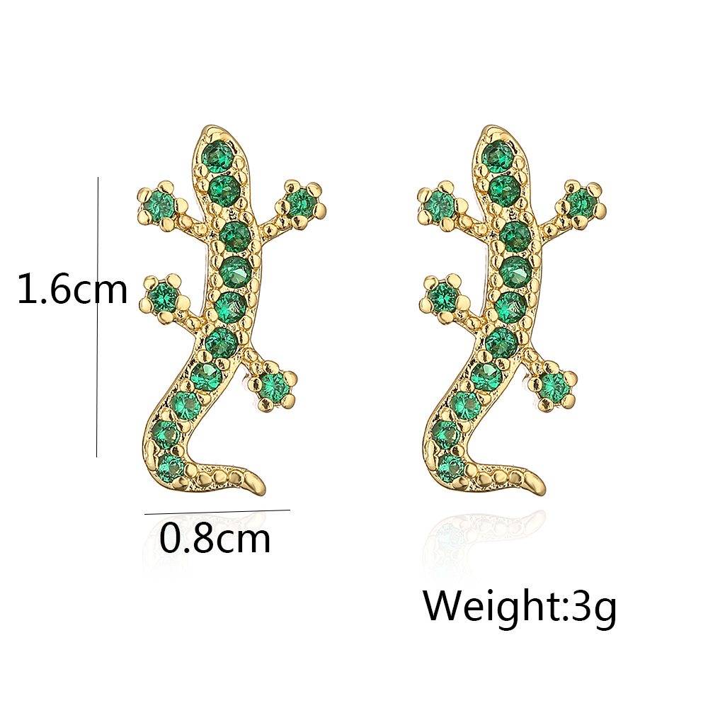 Fashion Bee Lizard Butterfly Copper Gold Plated Zircon Ear Studs 1 Pair display picture 6