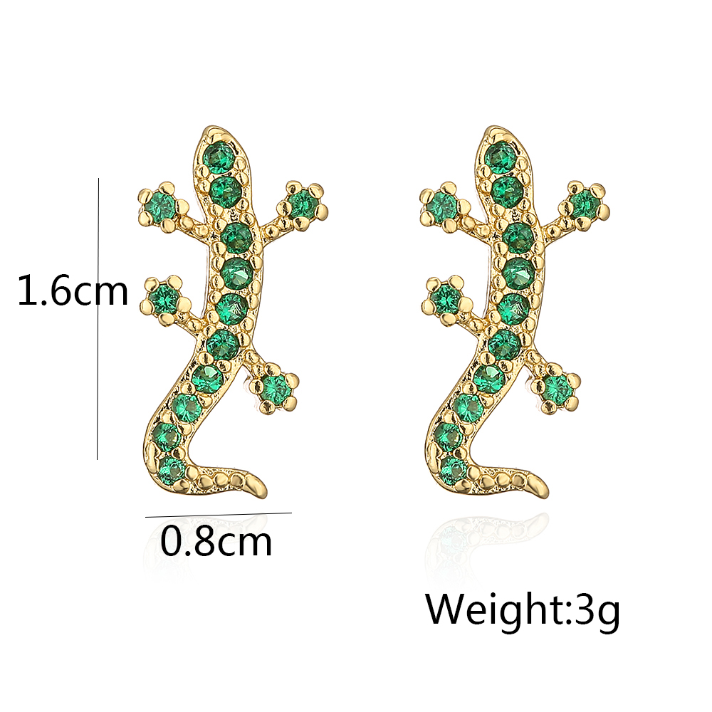 Mode Biene Eidechse Schmetterling Kupfer Vergoldet Zirkon Ohrstecker 1 Paar display picture 6