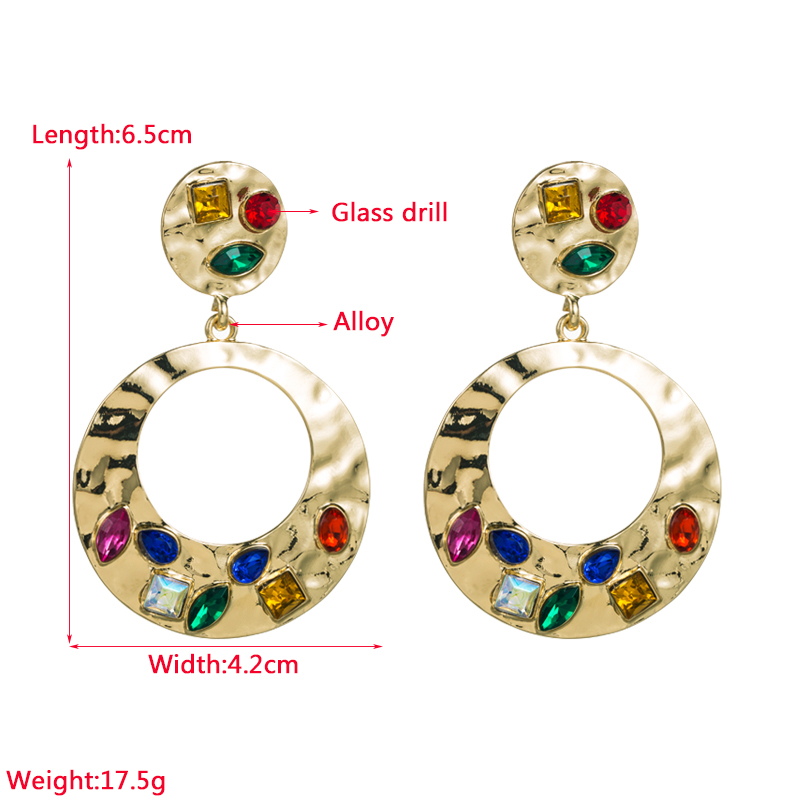 Fashion Round Alloy Plating Rhinestones Women's Drop Earrings 1 Pair display picture 1