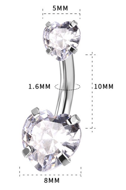 Fashion Heart Shape Stainless Steel Inlaid Zircon Belly Ring 1 Piece display picture 8