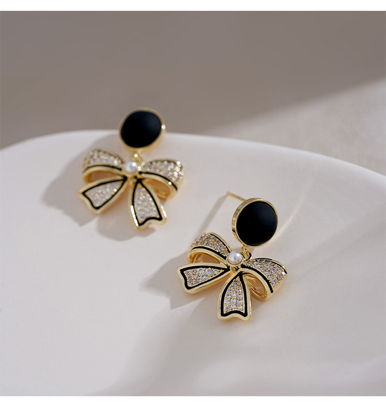 Fashion Bow Knot Alloy Inlay Artificial Pearls Rhinestones Women's Drop Earrings 1 Pair display picture 1