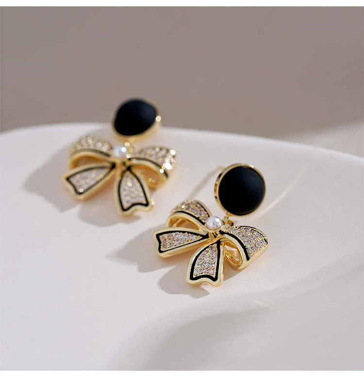 Fashion Bow Knot Alloy Inlay Artificial Pearls Rhinestones Women's Drop Earrings 1 Pair display picture 2