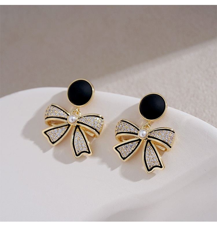 Fashion Bow Knot Alloy Inlay Artificial Pearls Rhinestones Women's Drop Earrings 1 Pair display picture 5