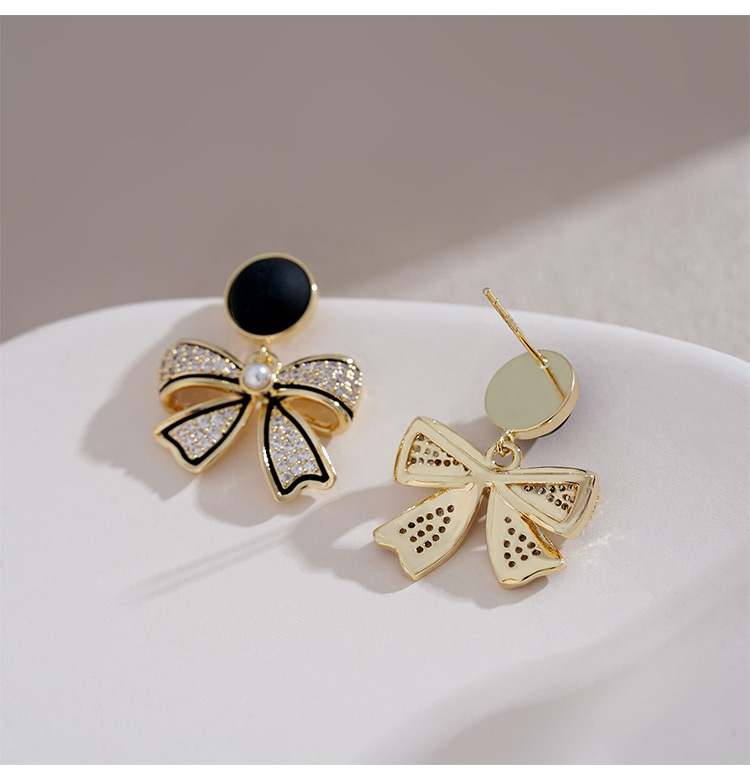 Fashion Bow Knot Alloy Inlay Artificial Pearls Rhinestones Women's Drop Earrings 1 Pair display picture 3
