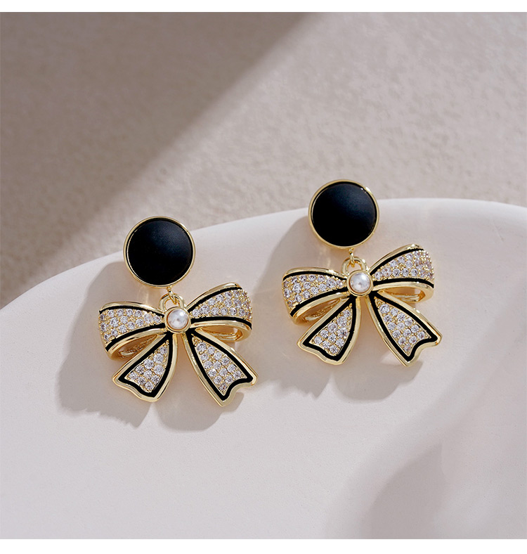 Fashion Bow Knot Alloy Inlay Artificial Pearls Rhinestones Women's Drop Earrings 1 Pair display picture 7