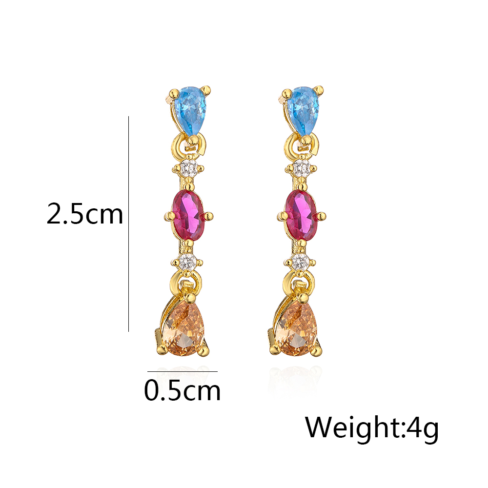 Fashion Water Droplets Heart Shape Copper Gold Plated Zircon Drop Earrings 1 Pair display picture 5