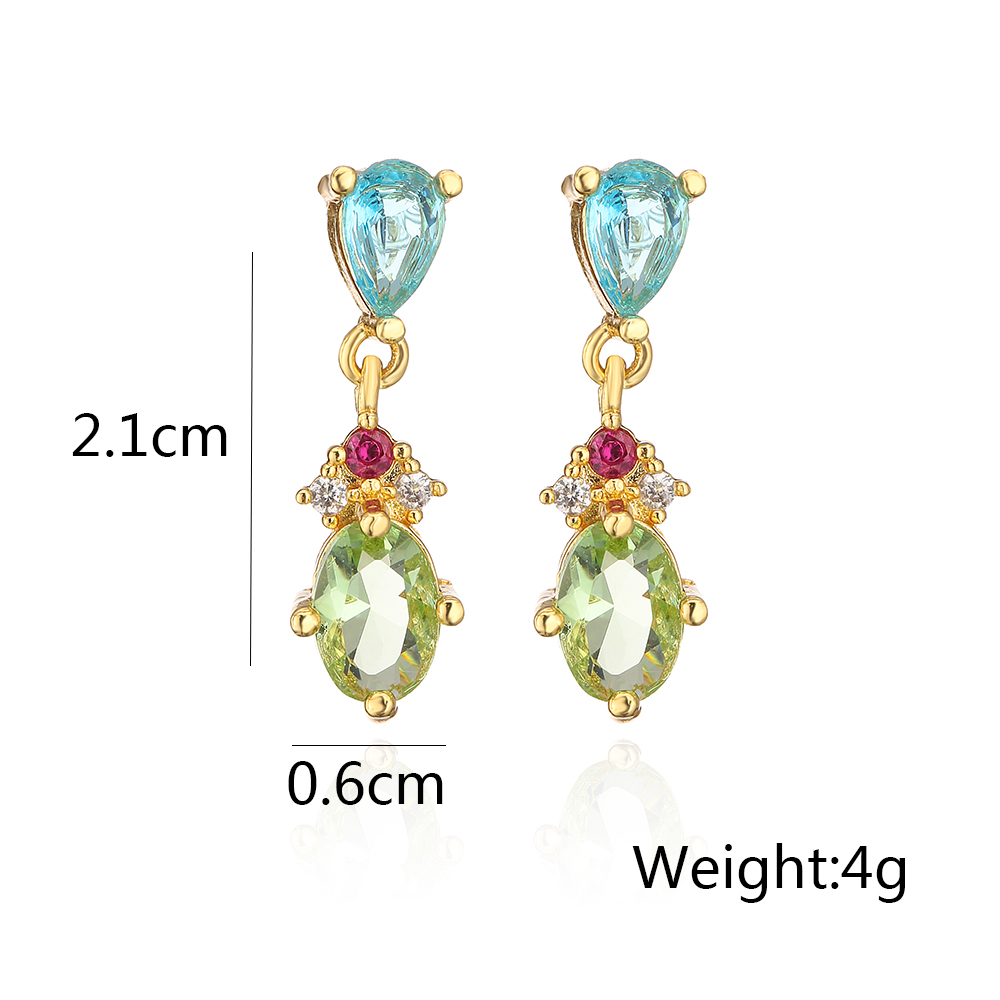 Fashion Water Droplets Heart Shape Copper Gold Plated Zircon Drop Earrings 1 Pair display picture 7
