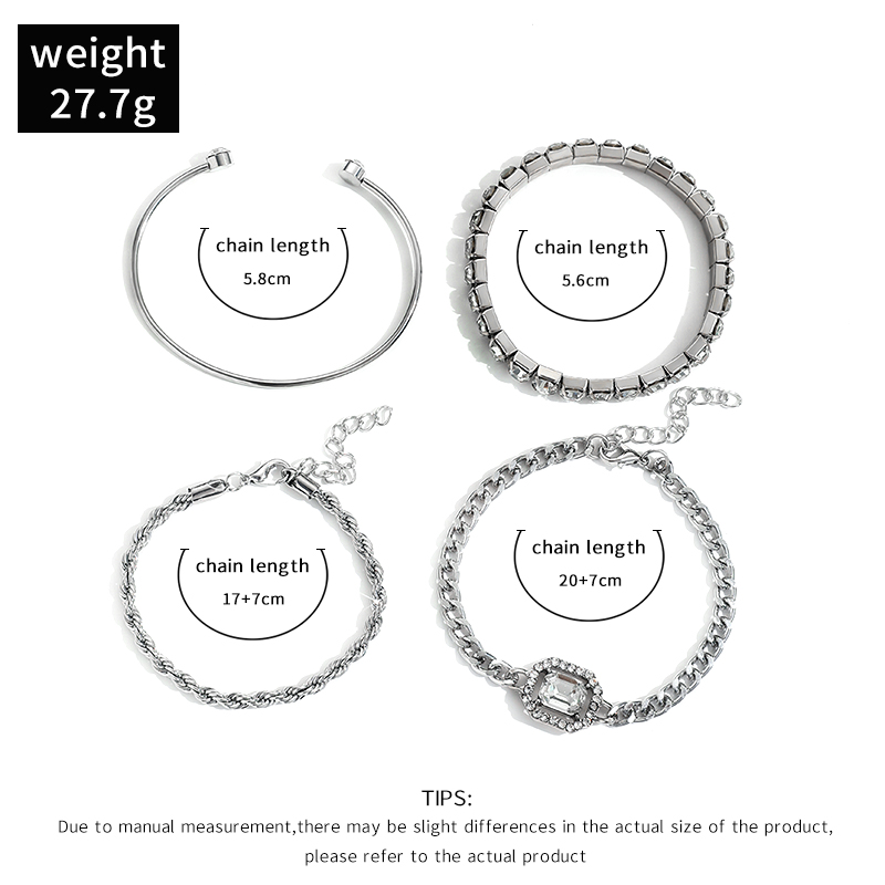 Shiny Geometric Alloy Plating Artificial Diamond Women's Bracelets 4 Piece Set display picture 2