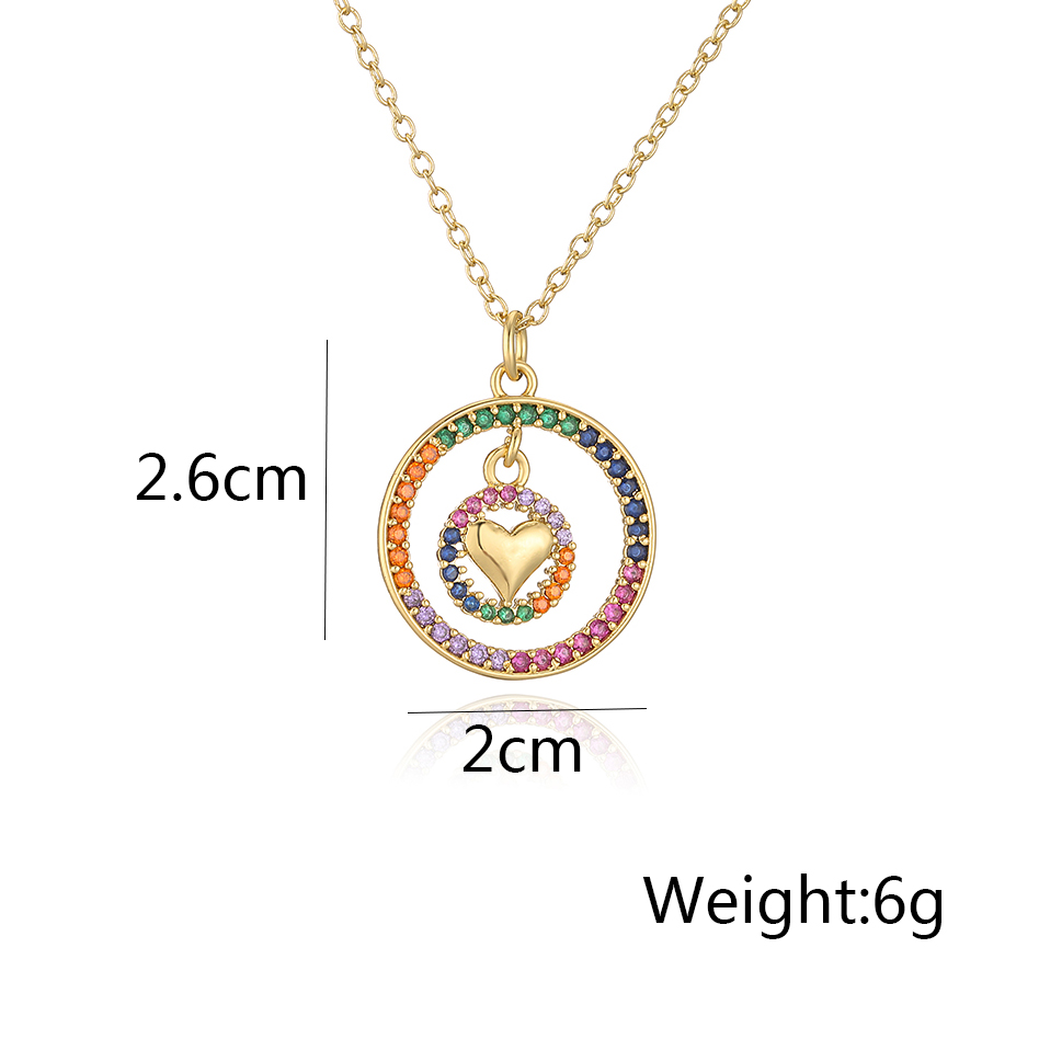 Fashion Cross Heart Shape Crown Copper Gold Plated Zircon Pendant Necklace 1 Piece display picture 7