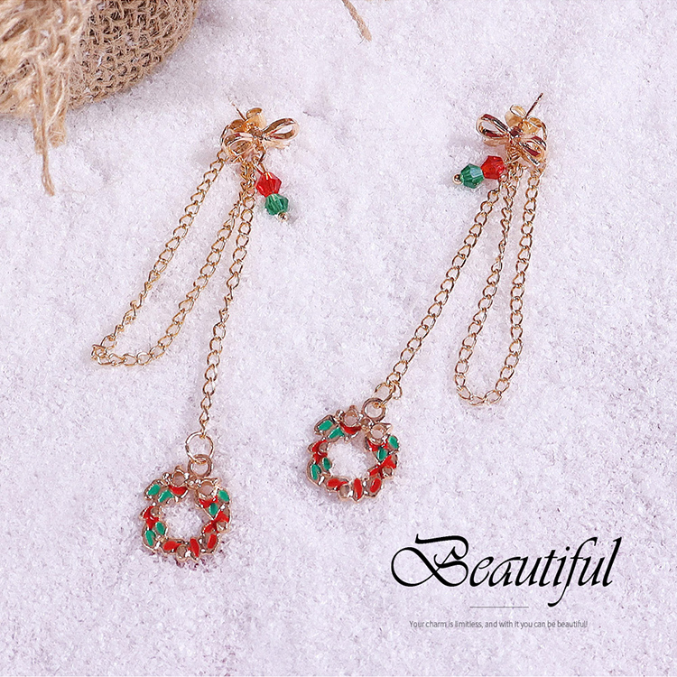 Fashion Christmas Tree Wreath Bell Alloy Chain Artificial Crystal Women's Drop Earrings 1 Pair display picture 1