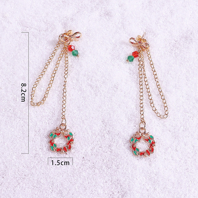 Fashion Christmas Tree Wreath Bell Alloy Chain Artificial Crystal Women's Drop Earrings 1 Pair display picture 3