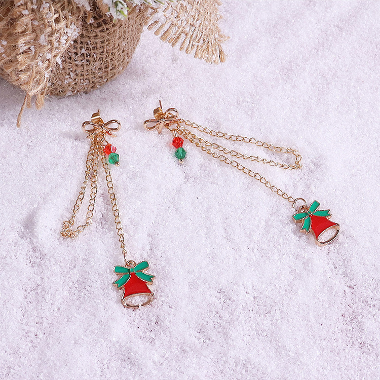 Fashion Christmas Tree Wreath Bell Alloy Chain Artificial Crystal Women's Drop Earrings 1 Pair display picture 5