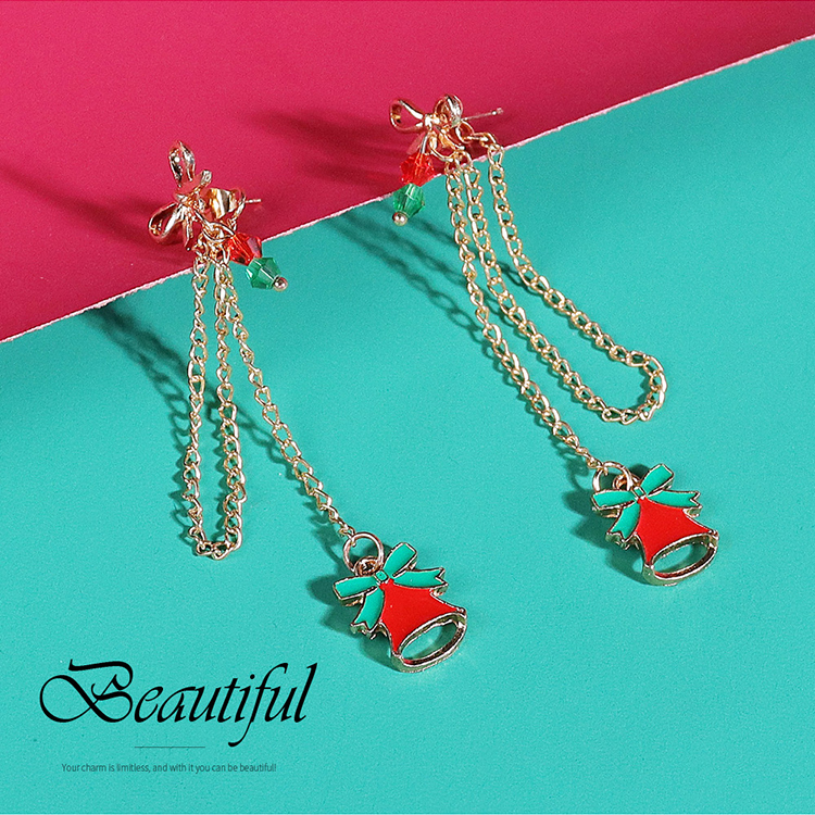 Fashion Christmas Tree Wreath Bell Alloy Chain Artificial Crystal Women's Drop Earrings 1 Pair display picture 4