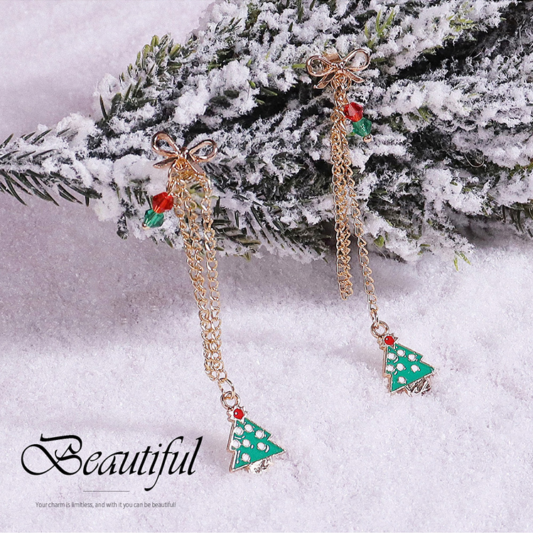 Fashion Christmas Tree Wreath Bell Alloy Chain Artificial Crystal Women's Drop Earrings 1 Pair display picture 7