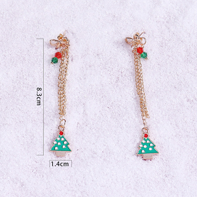 Fashion Christmas Tree Wreath Bell Alloy Chain Artificial Crystal Women's Drop Earrings 1 Pair display picture 9