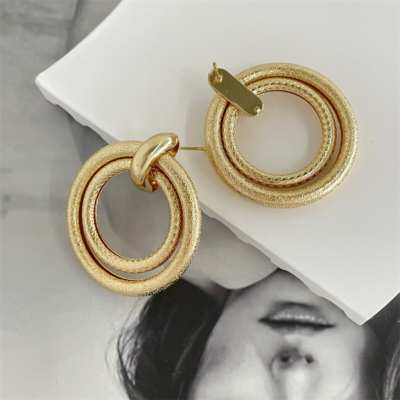 Classic Style Circle Metal Plating Women's Drop Earrings 1 Pair display picture 11