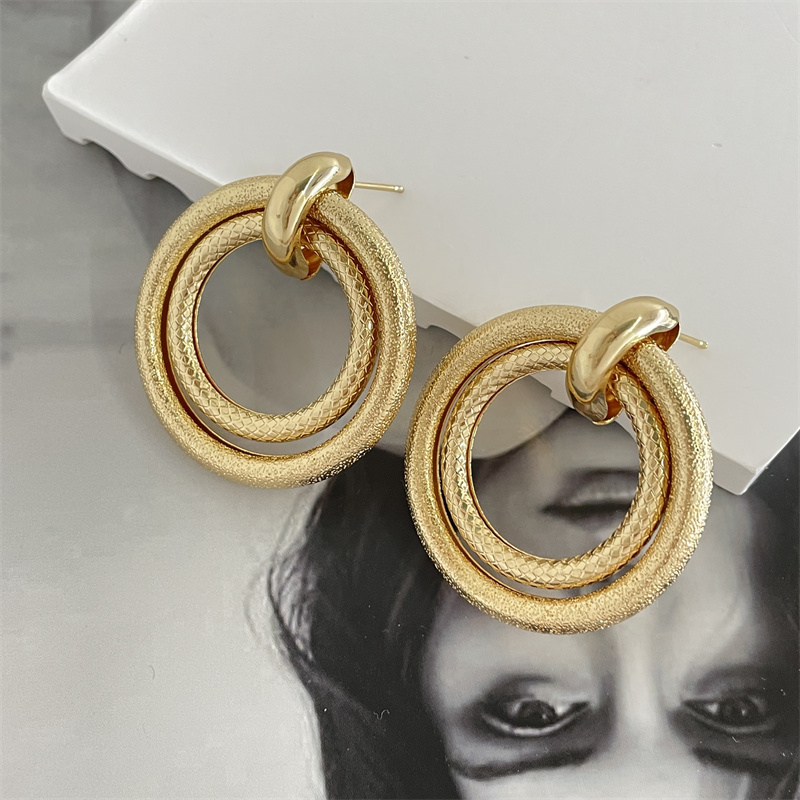 Classic Style Circle Metal Plating Women's Drop Earrings 1 Pair display picture 7