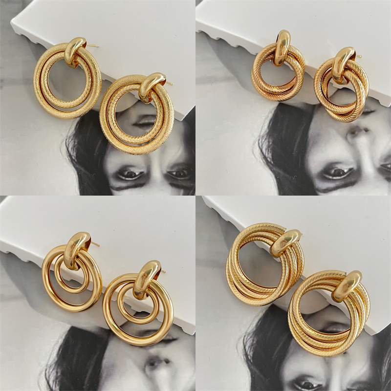 Estilo Clásico Circulo Metal Enchapado Mujeres Pendientes De Gota 1 Par display picture 18