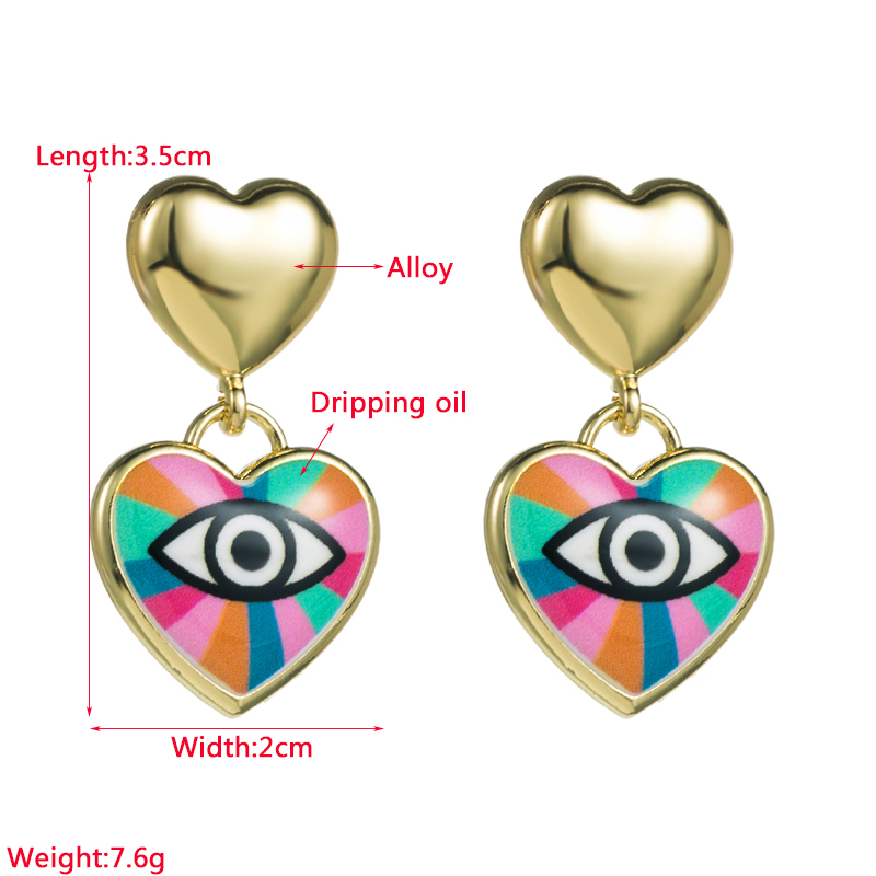 Estilo Étnico Forma De Corazón Ojo Aleación Esmalte Mujeres Pendientes De Gota 1 Par display picture 1